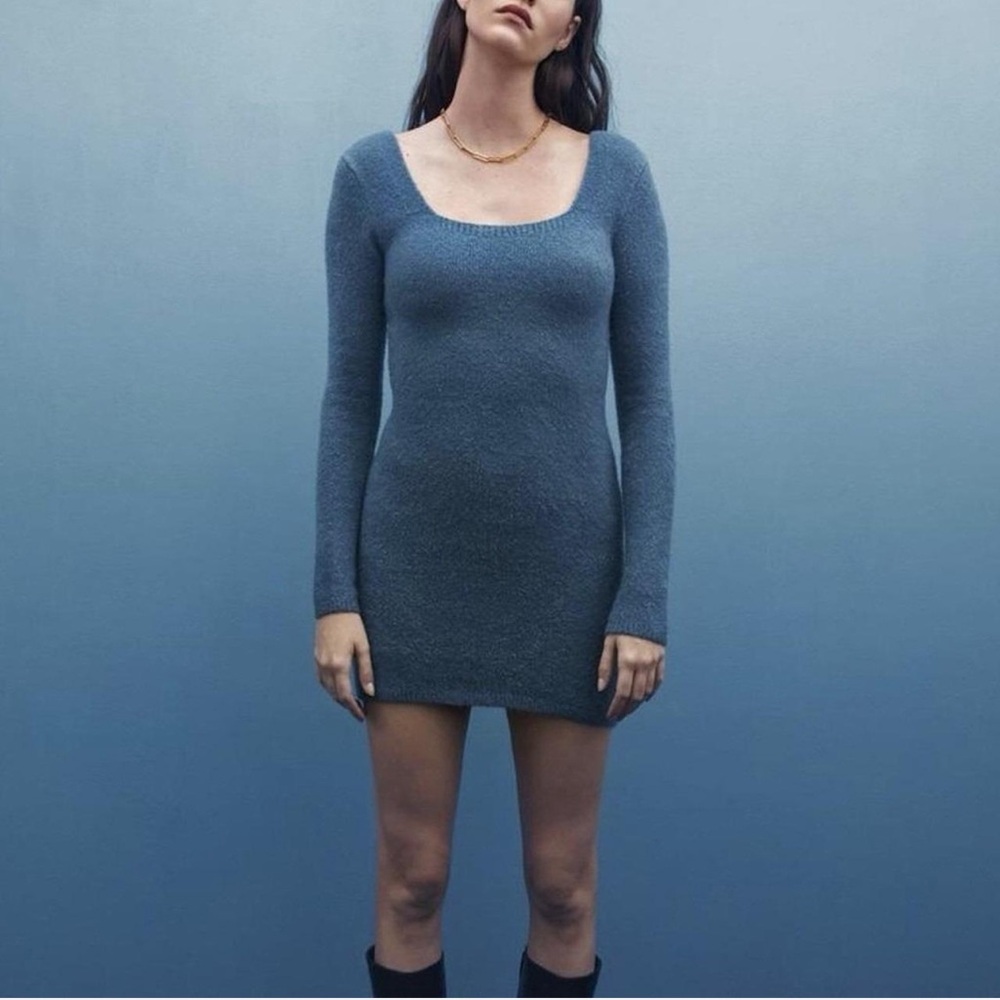 Zara Blue Long Sleeve Knit Dress
